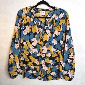 Cabi Floral Print Blouse Button Front Long Sleeve Women's Size S